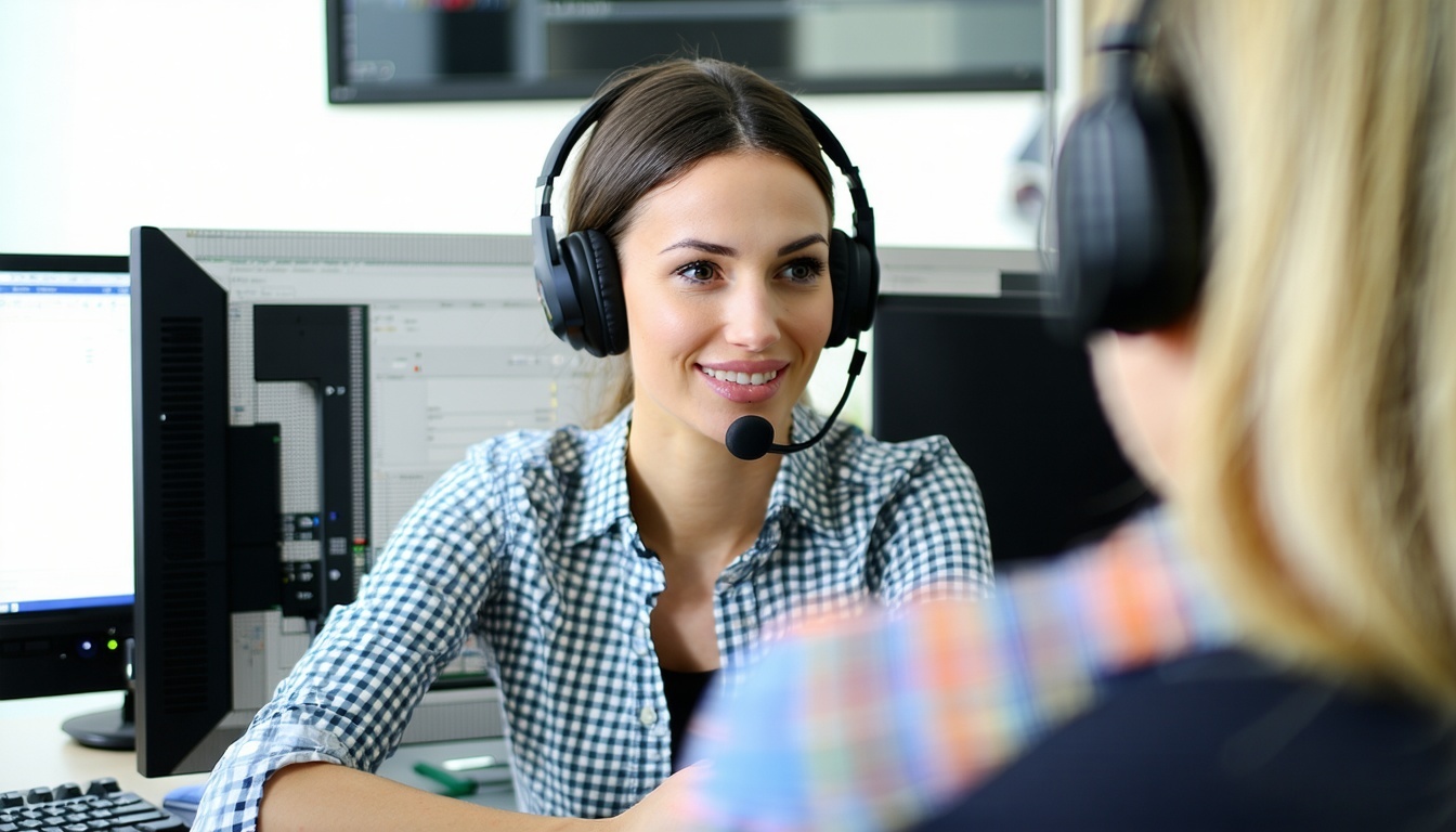 Customer support representative assisting a client